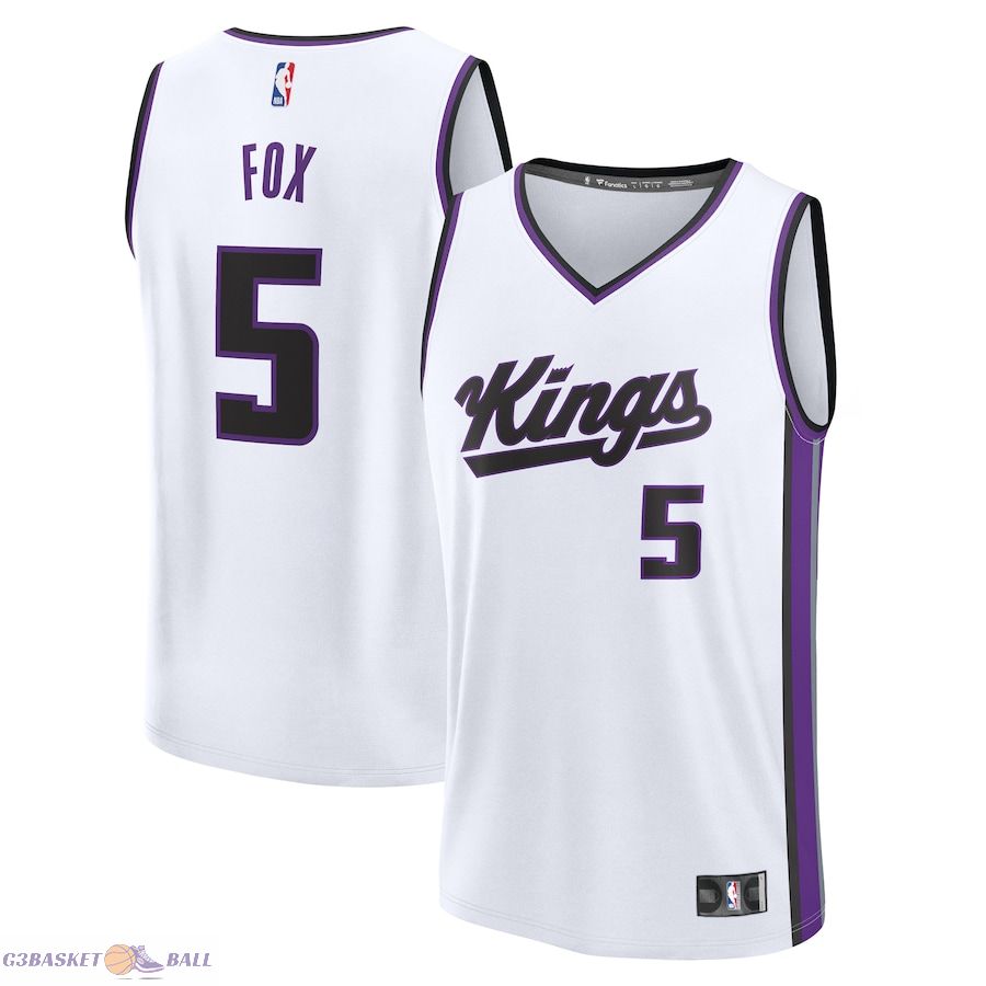 Youth Sacramento Kings De'Aaron Fox Fanatics White Fast Break Replica Player Jersey - Association Edition