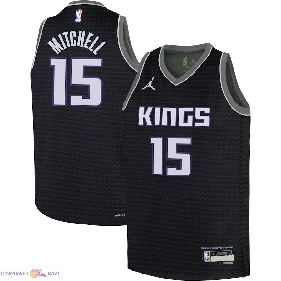 Youth Sacramento Kings Davion Mitchell Jordan Brand Black Swingman Jersey - Statement Edition