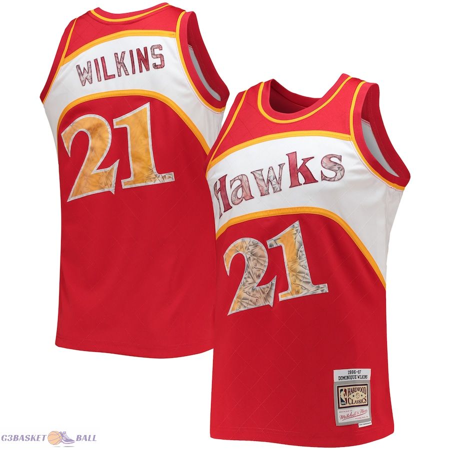 Men's Atlanta Hawks Dominique Wilkins Mitchell & Ness Red 1986/87 Hardwood Classics NBA 75th Anniversary Diamond Swingman Jersey