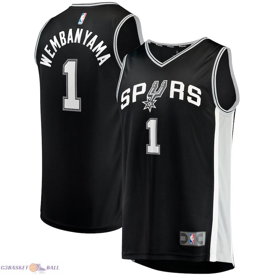 Men's San Antonio Spurs Victor Wembanyama Fanatics Black Big & Tall Fast Break Replica Jersey - Icon Edition