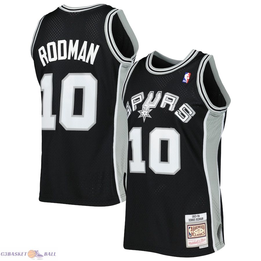 Men's San Antonio Spurs Dennis Rodman Mitchell & Ness Black 2001/02 Hardwood Classics Swingman Jersey