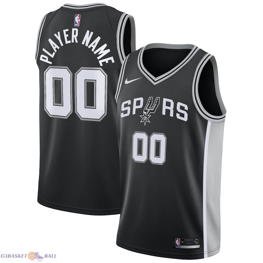 Men's San Antonio Spurs Black Swingman Custom Jersey - Icon Edition