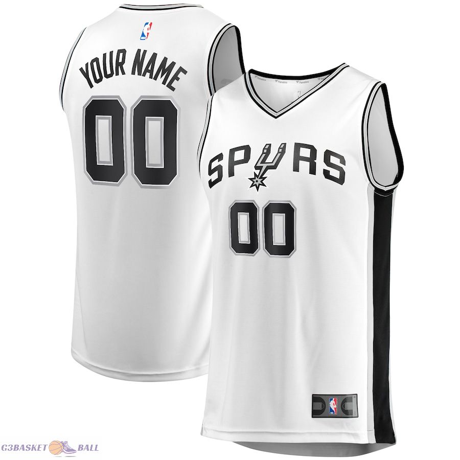 Men's San Antonio Spurs Fanatics White Fast Break Custom Replica Jersey - Association Edition