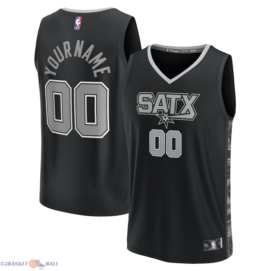 Men's San Antonio Spurs Fanatics Black Fast Break Custom Replica Jersey - Statement Edition