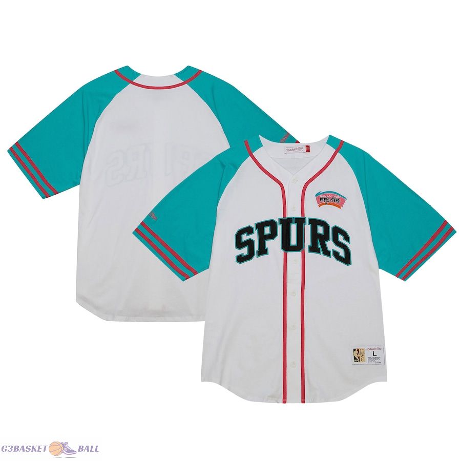 Men's San Antonio Spurs Mitchell & Ness White Practice Day Baseball Jersey