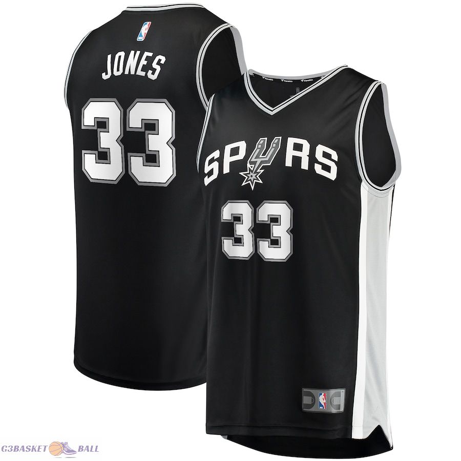 Men's San Antonio Spurs Tre Jones Fanatics Black Fast Break Replica Jersey - Icon Edition