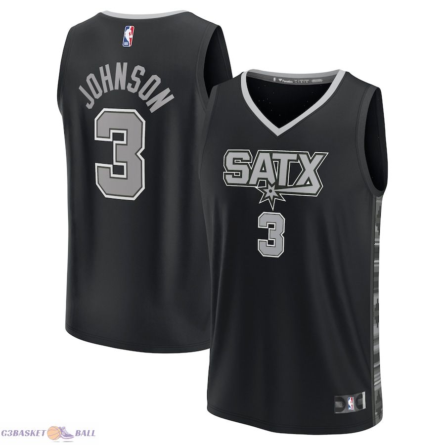 Men's San Antonio Spurs Keldon Johnson Fanatics Black Fast Break Replica Player Jersey - Statement Edition