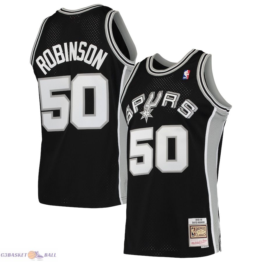 Men's San Antonio Spurs David Robinson Mitchell & Ness Black 1991/92 Hardwood Classics Swingman Jersey