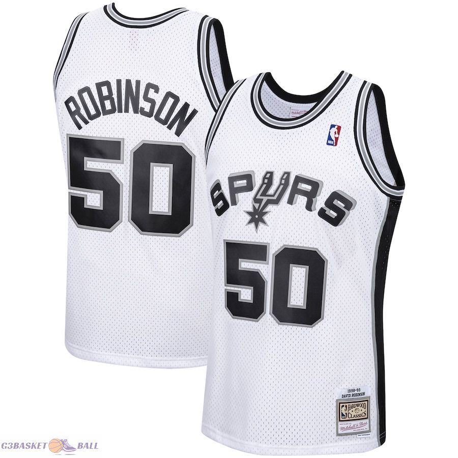 Men's San Antonio Spurs David Robinson Mitchell & Ness White 1998/99 Hardwood Classics Swingman Jersey