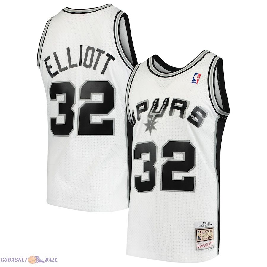 Men's San Antonio Spurs Sean Elliott Mitchell & Ness White 1998/99 Hardwood Classics Swingman Jersey