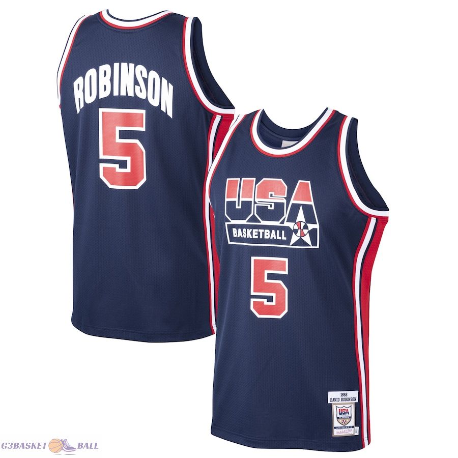 Men's USA Basketball David Robinson Mitchell & Ness Navy 1992 Dream Team Authentic Jersey