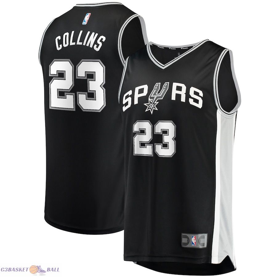 Men's San Antonio Spurs Zach Collins Fanatics Black Fast Break Replica Jersey - Icon Edition