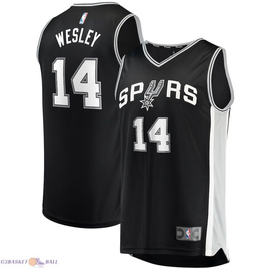 Men's San Antonio Spurs Blake Wesley Fanatics Black Fast Break Replica Player Jersey - Icon Edition