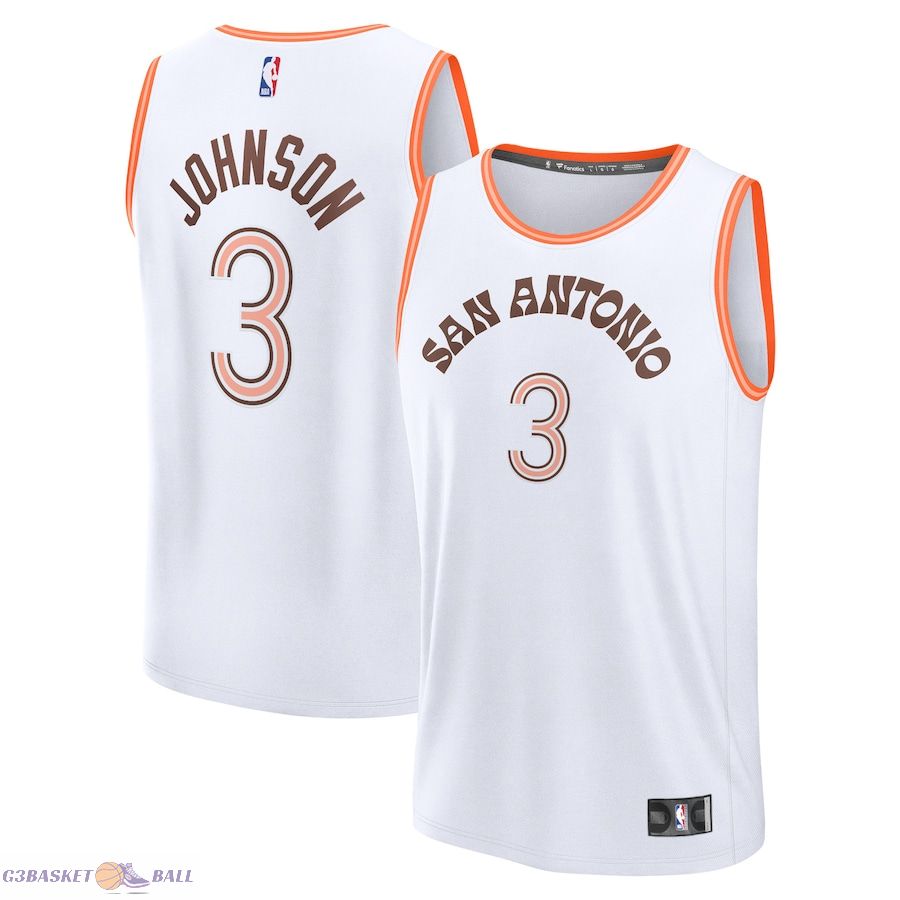 Men's San Antonio Spurs Keldon Johnson Fanatics White Fast Break Jersey - City Edition