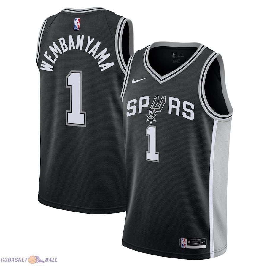 Youth San Antonio Spurs Victor Wembanyama Black Swingman Jersey - Icon Edition