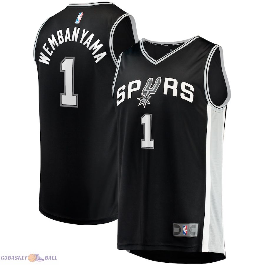 Youth San Antonio Spurs Victor Wembanyama Fanatics Black Fast Break Replica Jersey - Icon Edition