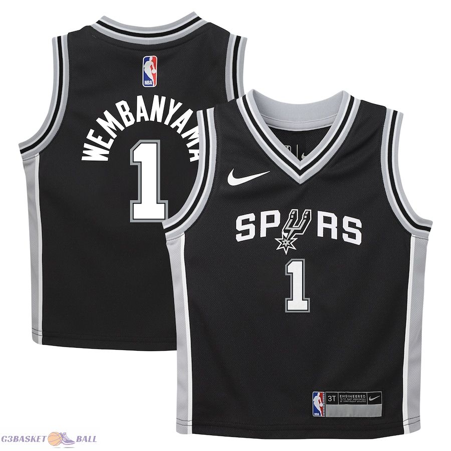 Preschool San Antonio Spurs Victor Wembanyama Black Swingman Player Jersey - Icon Edition