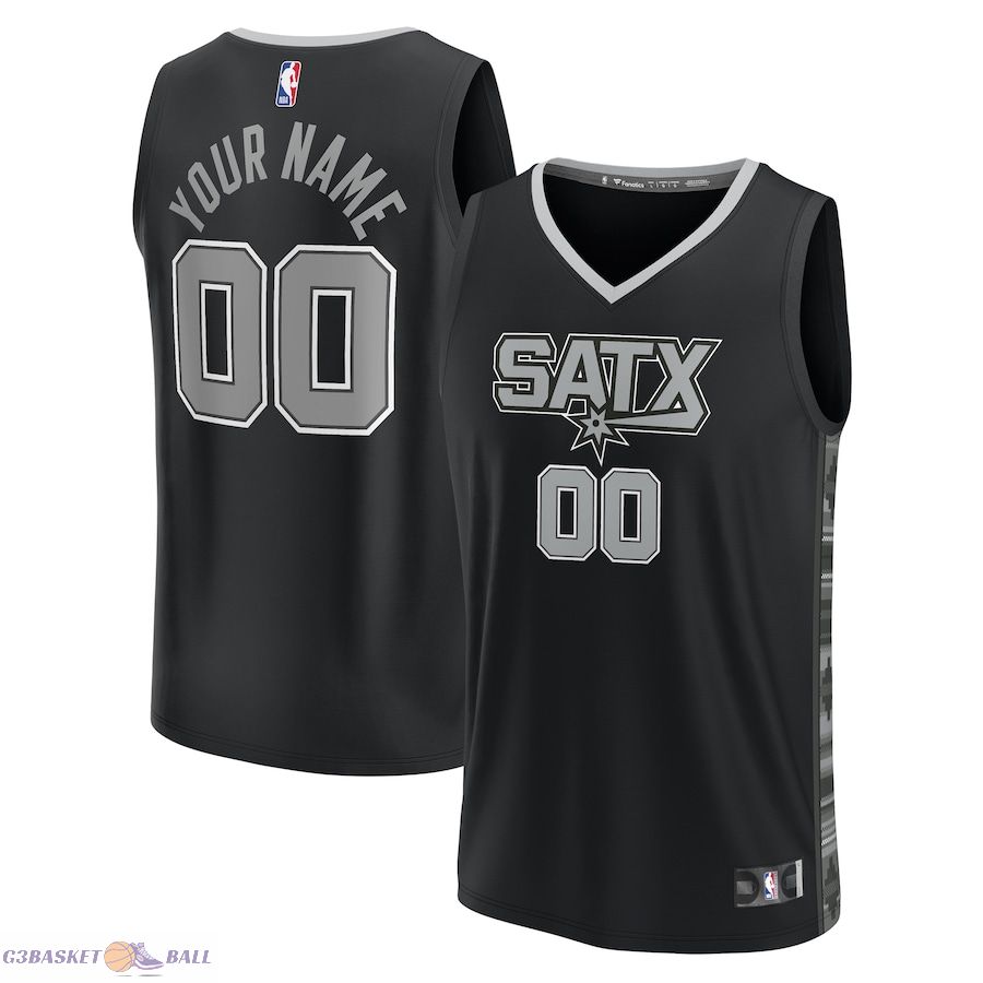 Youth San Antonio Spurs Fanatics Black Fast Break Replica Custom Jersey - Statement Edition