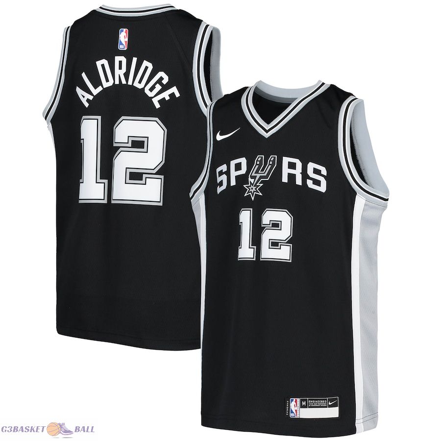 Youth San Antonio Spurs LaMarcus Aldridge Black Swingman Jersey - Icon Edition