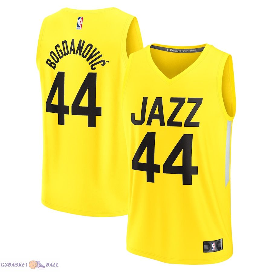 Men's Utah Jazz Bojan Bogdanovic Fanatics Yellow Fast Break Replica Jersey - Icon Edition