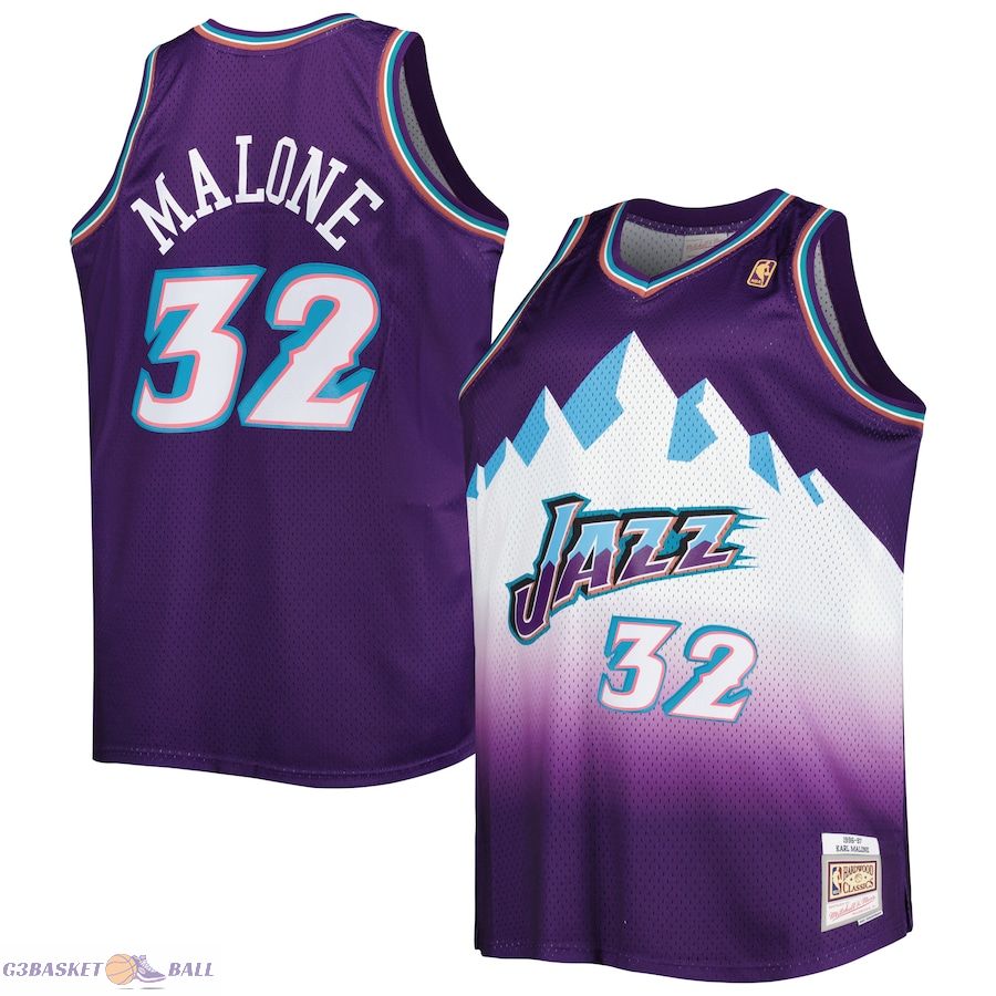 Men's Utah Jazz Karl Malone Mitchell & Ness Purple Big & Tall Hardwood Classics 1996/97 Swingman Jersey