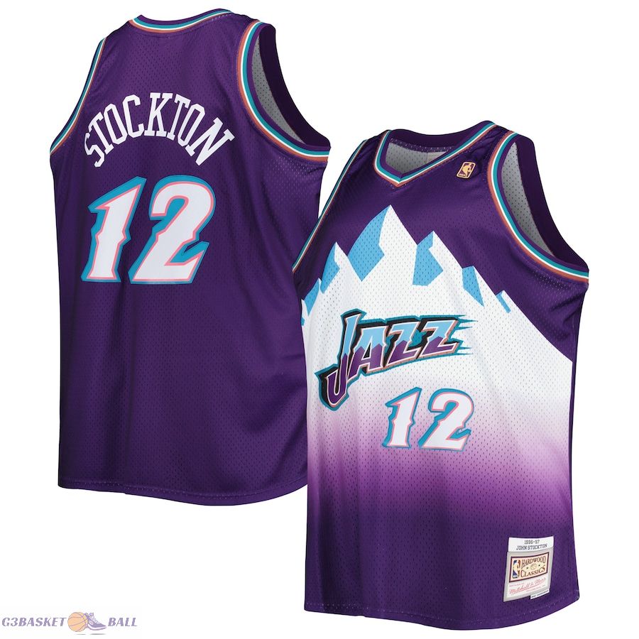 Men's Utah Jazz John Stockton Mitchell & Ness Purple Big & Tall Hardwood Classics 1996/97 Swingman Jersey