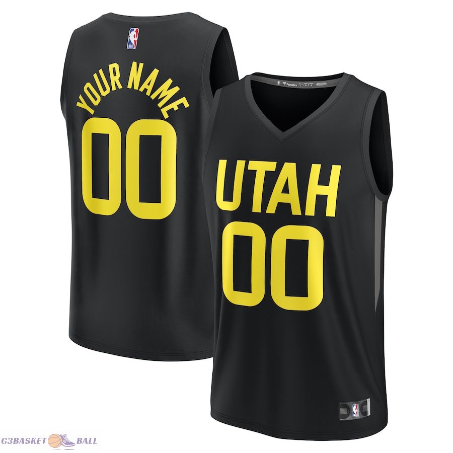 Men's Utah Jazz Fanatics Black Fast Break Custom Replica Jersey - Statement Edition