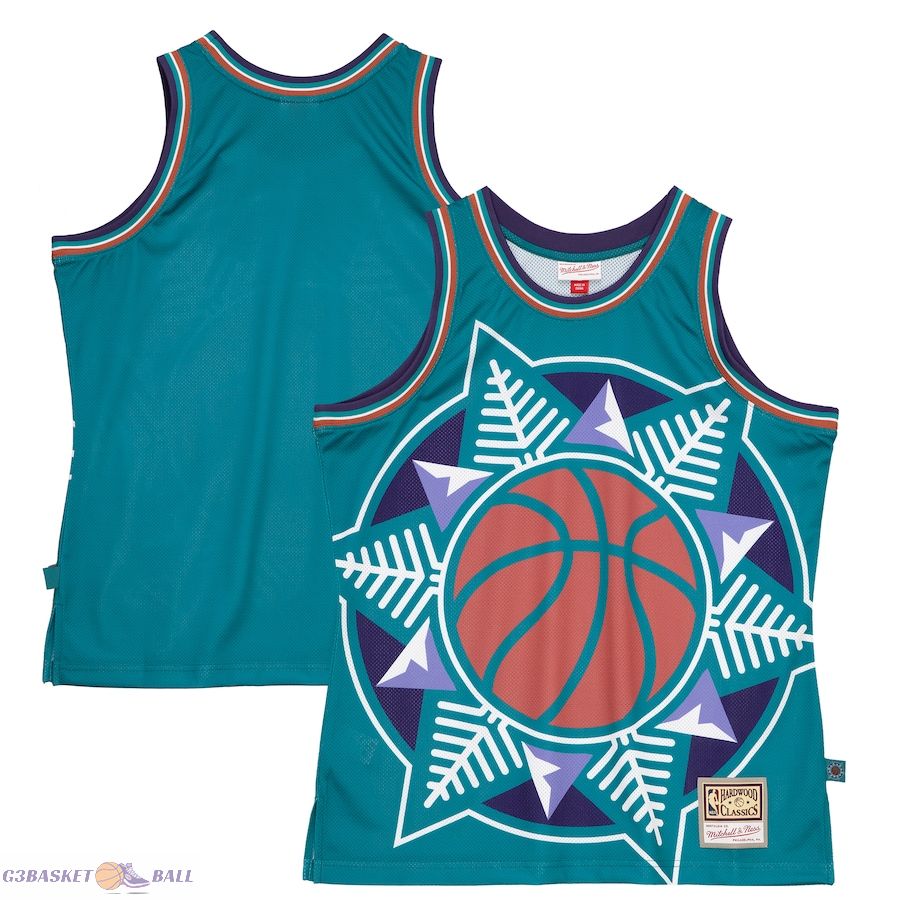 Men's Utah Jazz Mitchell & Ness Turquoise Hardwood Classics Blown Out Fashion Jersey