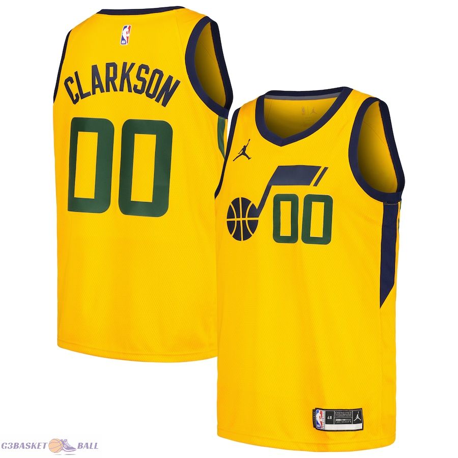 Men's Utah Jazz Jordan Clarkson Jordan Brand Yellow Swingman Player Jersey - Statement Edition