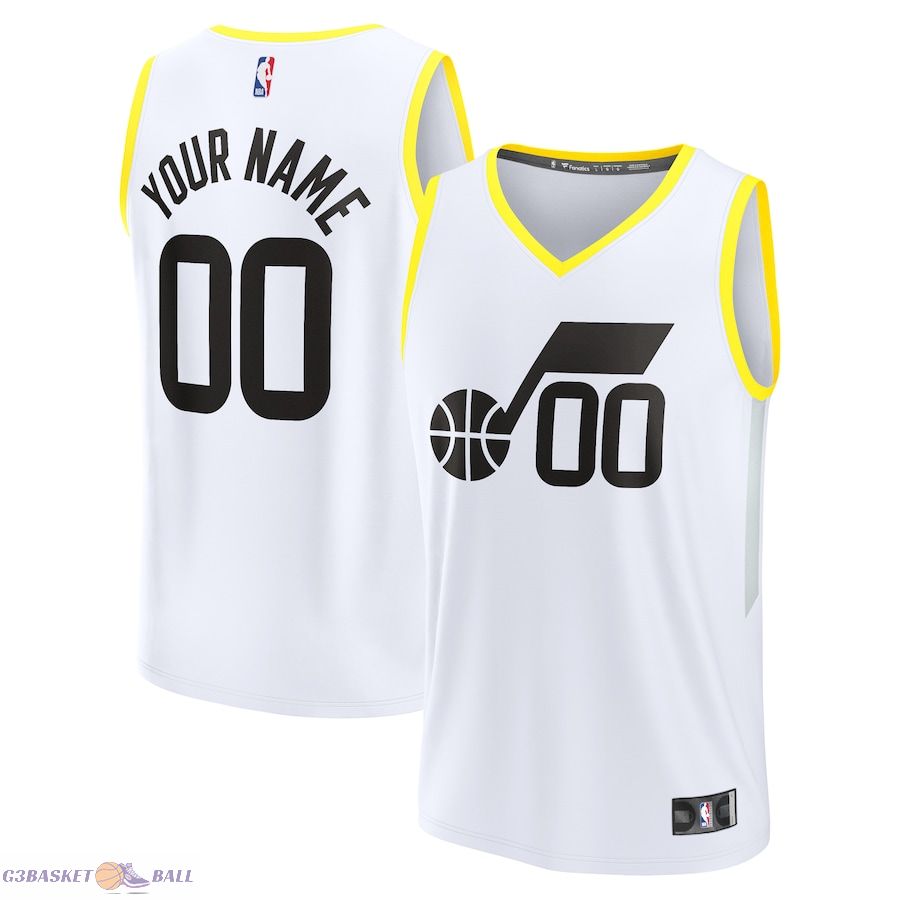 Men's Utah Jazz Fanatics White Fast Break Custom Replica Jersey - Association Edition