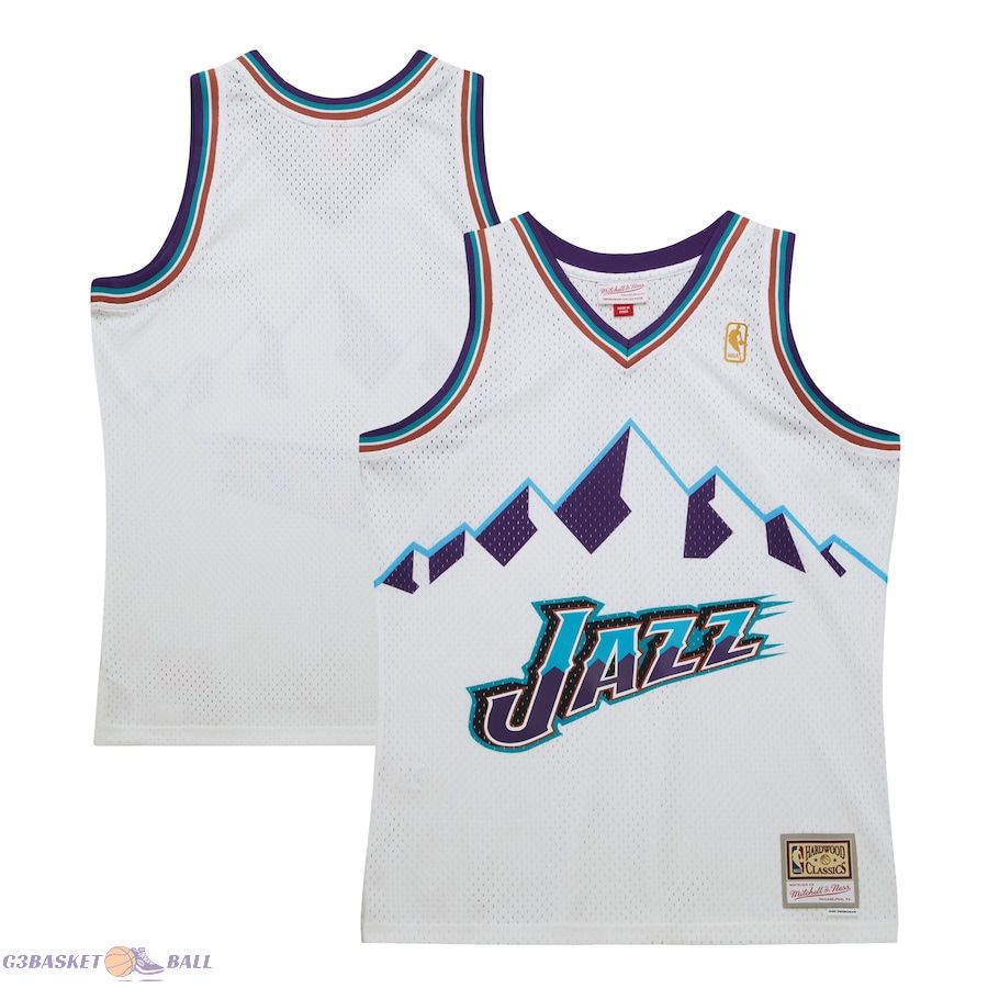 Men's Utah Jazz Mitchell & Ness White 1996-97 Hardwood Classics Swingman Jersey