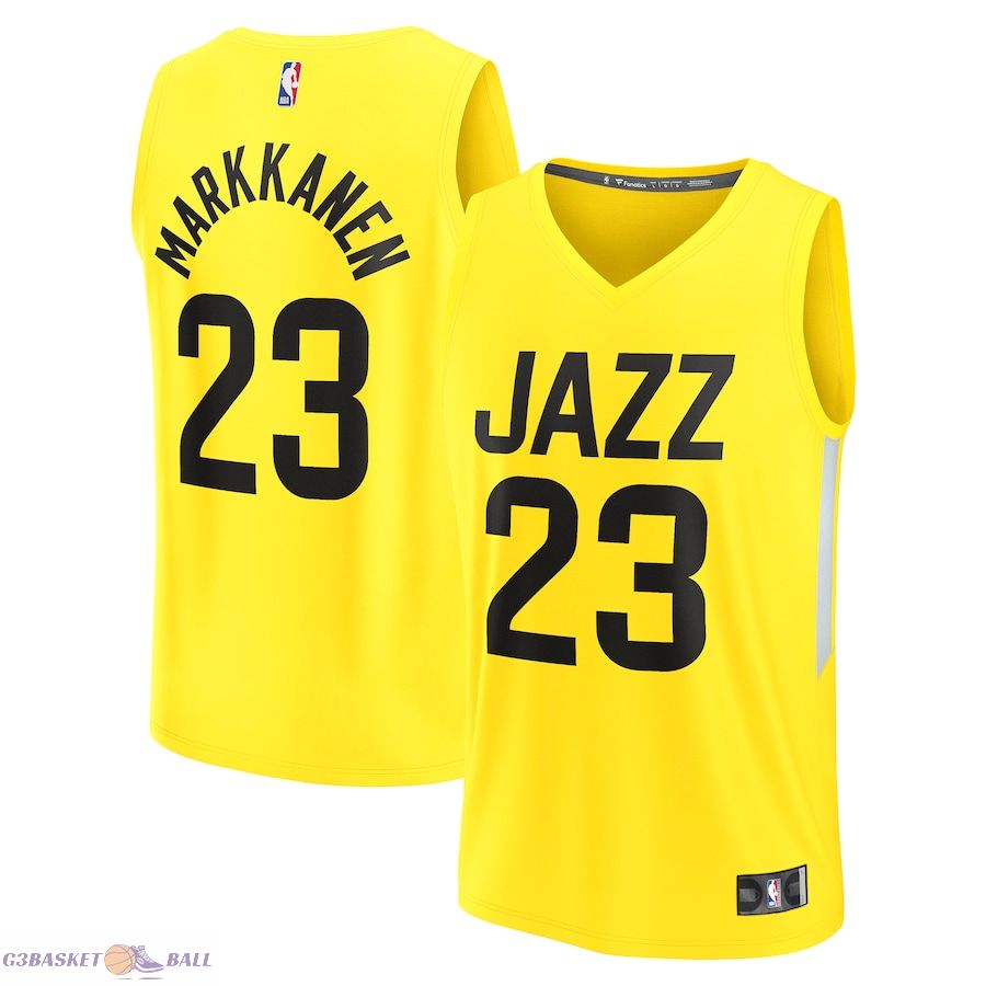 Men's Utah Jazz Lauri Markkanen Fanatics Yellow Fast Break Replica Player Jersey - Icon Edition