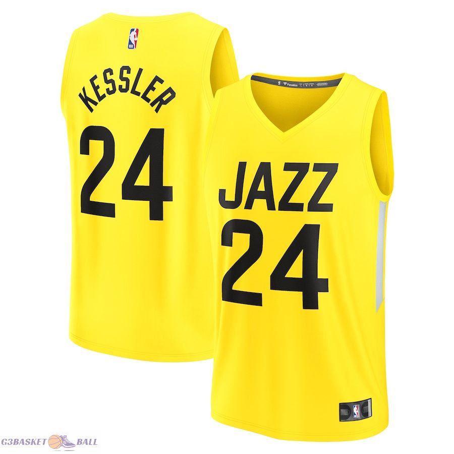 Men's Utah Jazz Walker Kessler Fanatics Yellow Fast Break Replica Player Jersey - Icon Edition