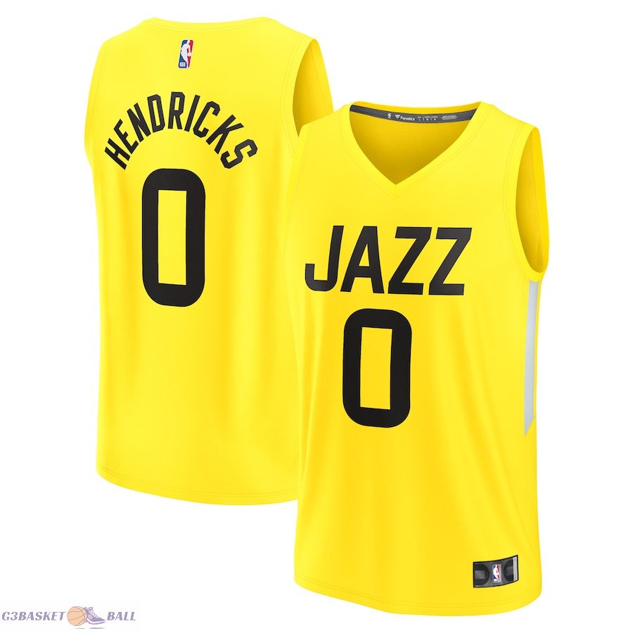 Men's Utah Jazz Taylor Hendricks Fanatics Yellow Fast Break Replica Jersey - Icon Edition