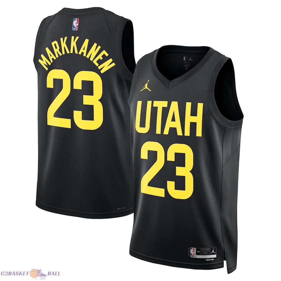 Unisex Utah Jazz Lauri Markkanen Jordan Brand Black Swingman Player Jersey - Statement Edition