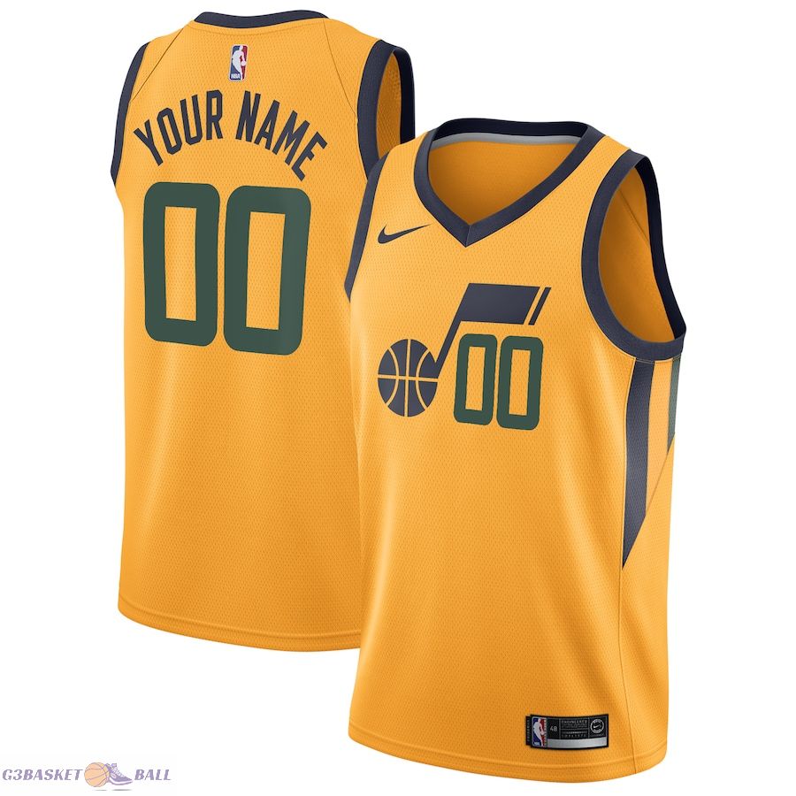 Men's Utah Jazz Gold Swingman Custom Jersey - Statement Edition