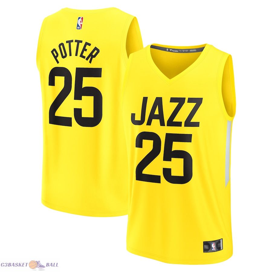 Men's Utah Jazz Micah Potter Fanatics Yellow Fast Break Player Jersey - Icon Edition