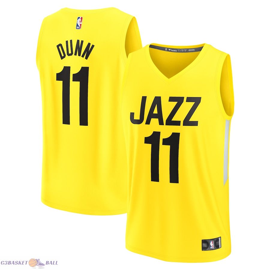 Youth Utah Jazz Kris Dunn Fanatics Yellow Fast Break Player Jersey - Icon Edition