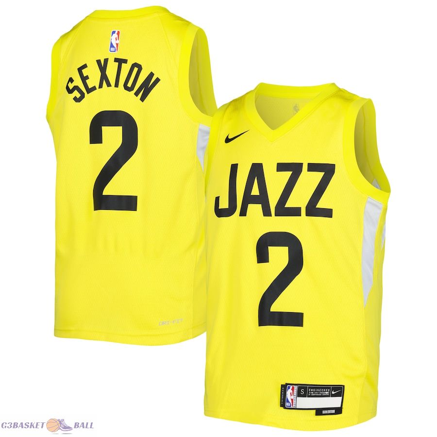 Youth Utah Jazz Collin Sexton Yellow Swingman Jersey - Icon Edition