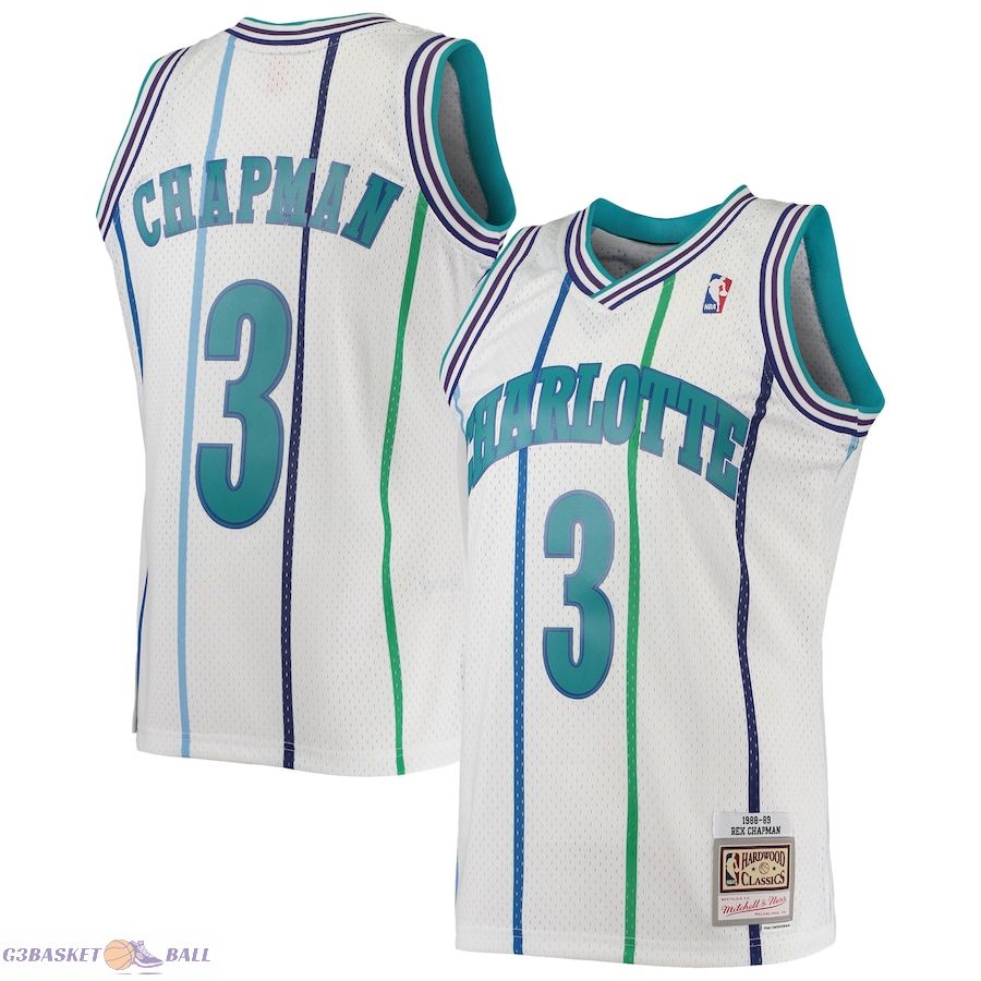 Men's Charlotte Hornets Rex Chapman Mitchell & Ness White 1988/89 Hardwood Classics Swingman Jersey