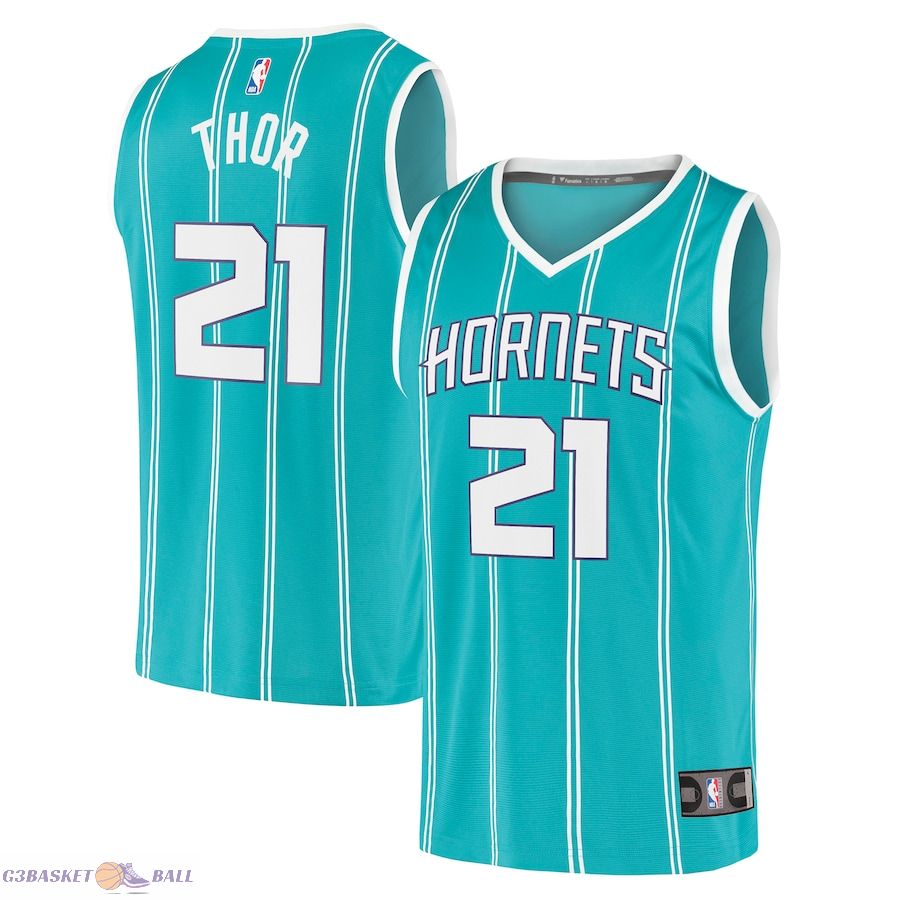 Men's Charlotte Hornets JT Thor Fanatics Teal Fast Break Replica Jersey - Icon Edition