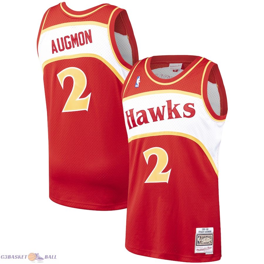 Men's Atlanta Hawks Stacey Augmon Mitchell & Ness Red 1991/92 Hardwood Classics Swingman Jersey