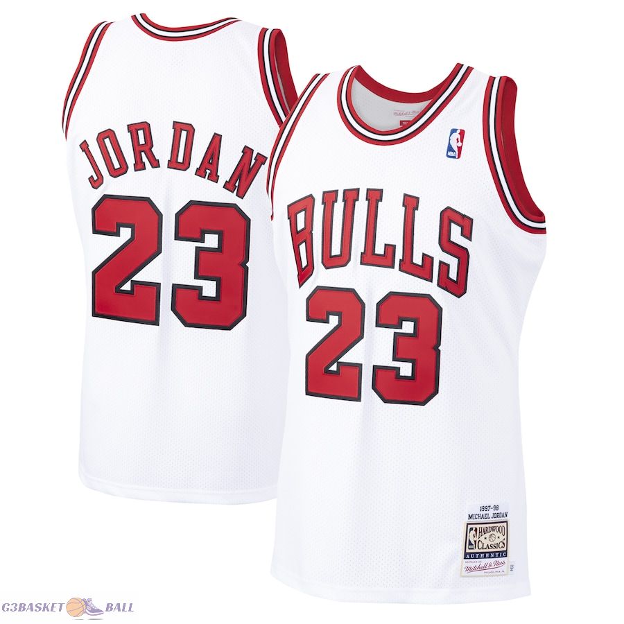 Men's Chicago Bulls Michael Jordan Mitchell & Ness White 1997/98 Hardwood Classics Authentic Jersey