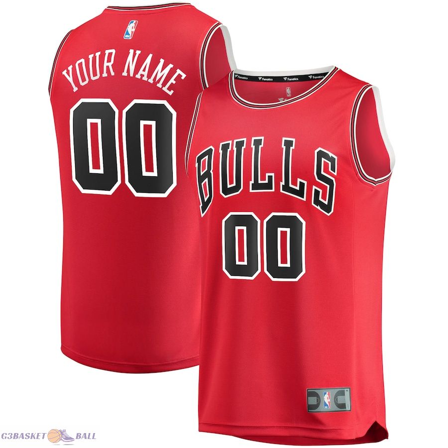 Men's Chicago Bulls Fanatics Red Fast Break Custom Replica Jersey - Icon Edition