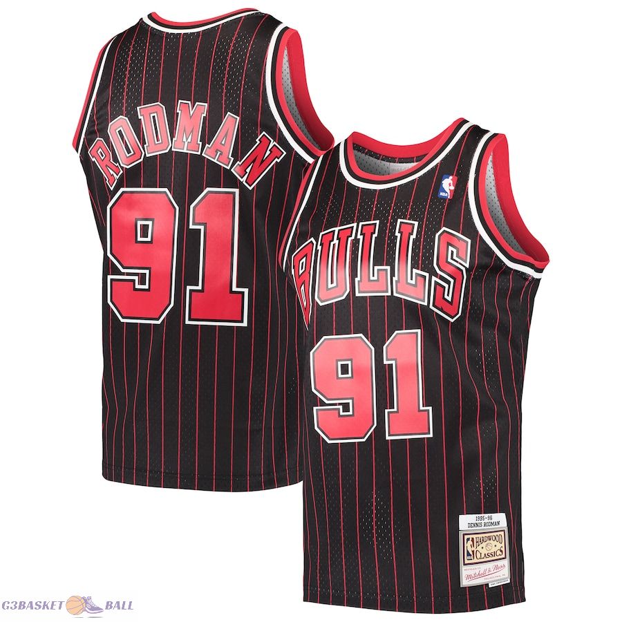 Men's Chicago Bulls Dennis Rodman Mitchell & Ness Black Hardwood Classics Swingman Jersey