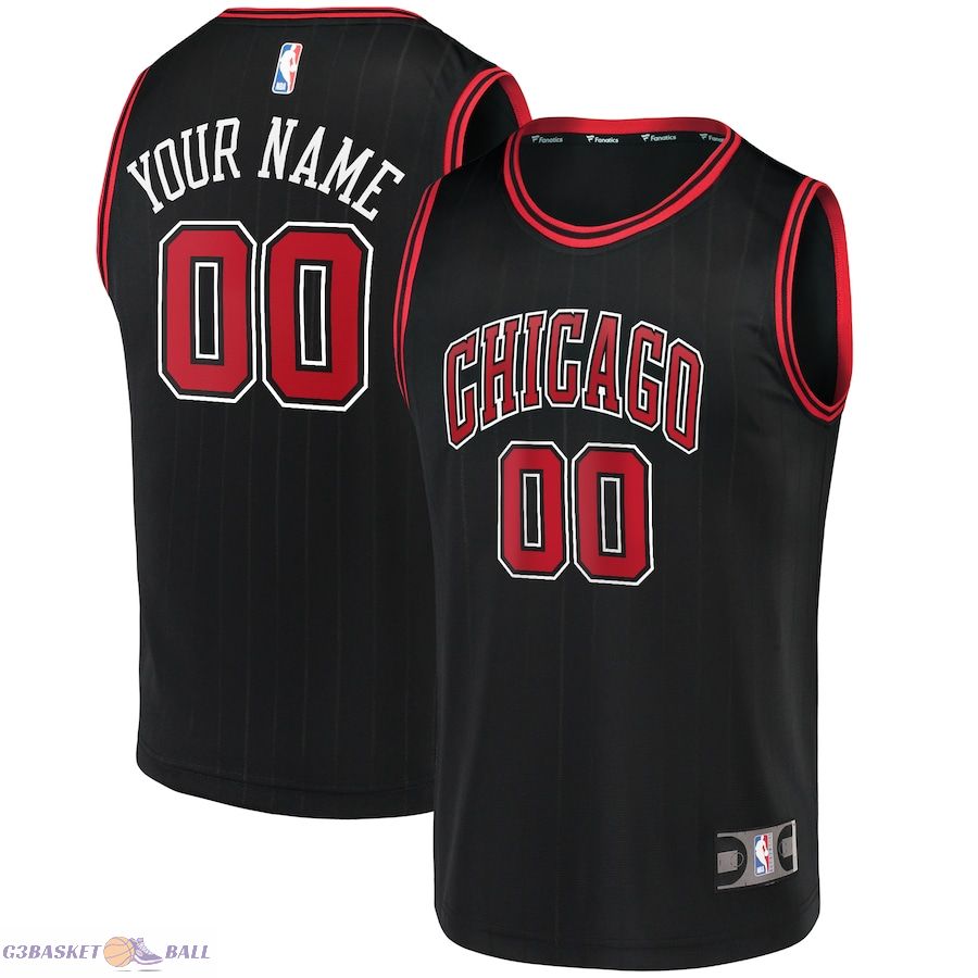 Men's Chicago Bulls Fanatics Black Fast Break Replica Custom Jersey - Statement Edition