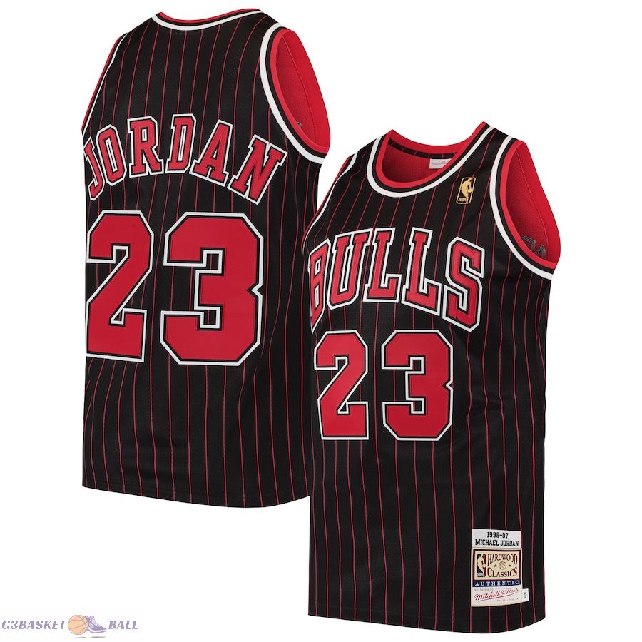 Men's Chicago Bulls Michael Jordan Mitchell & Ness Black 1996/97 Hardwood Classics Authentic Jersey