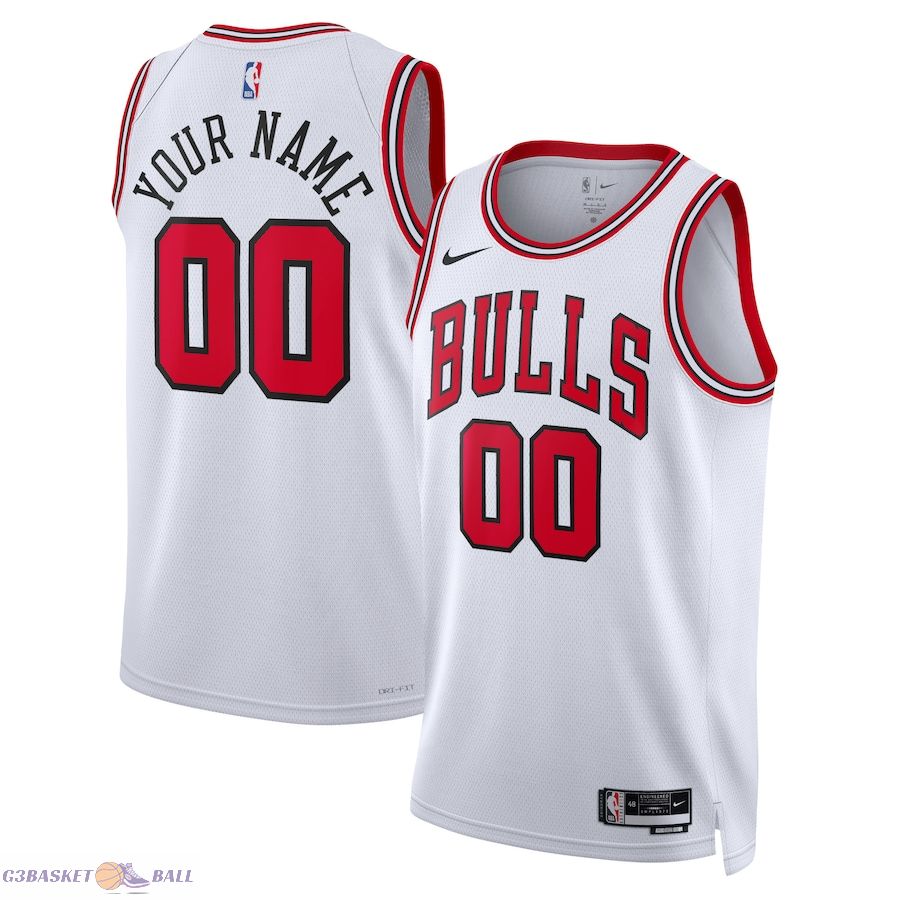 Unisex Chicago Bulls White Swingman Custom Jersey - Association Edition