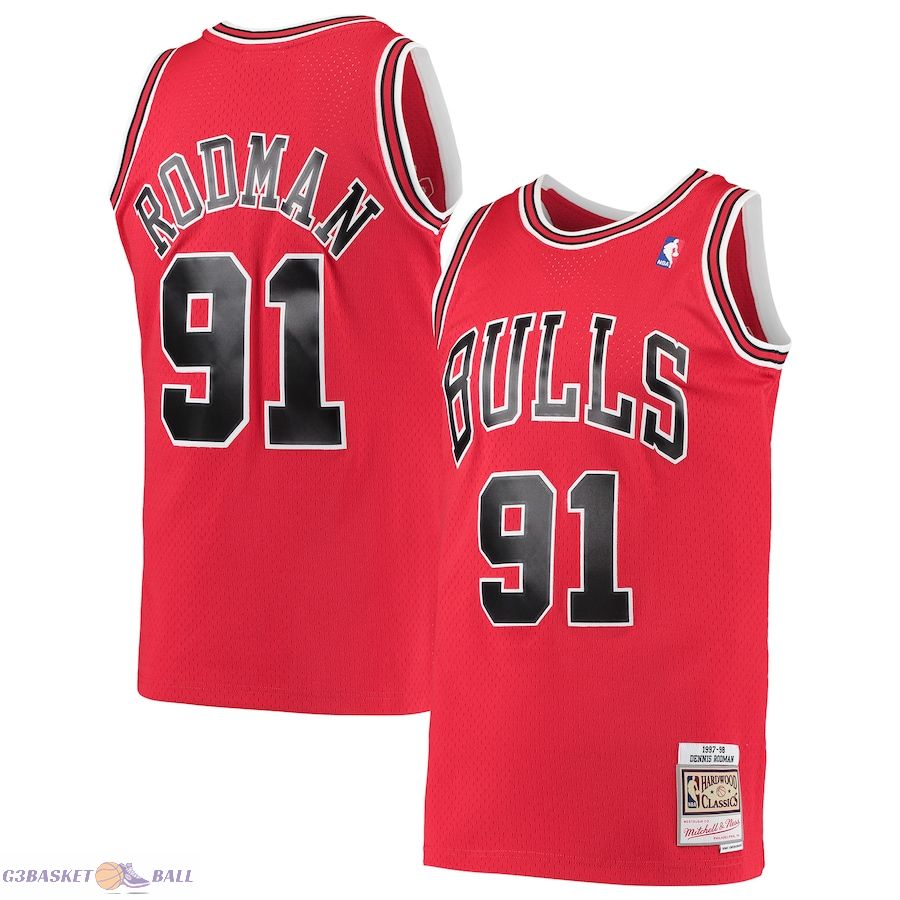 Men's Chicago Bulls Dennis Rodman Mitchell & Ness Red Hardwood Classics Swingman Jersey