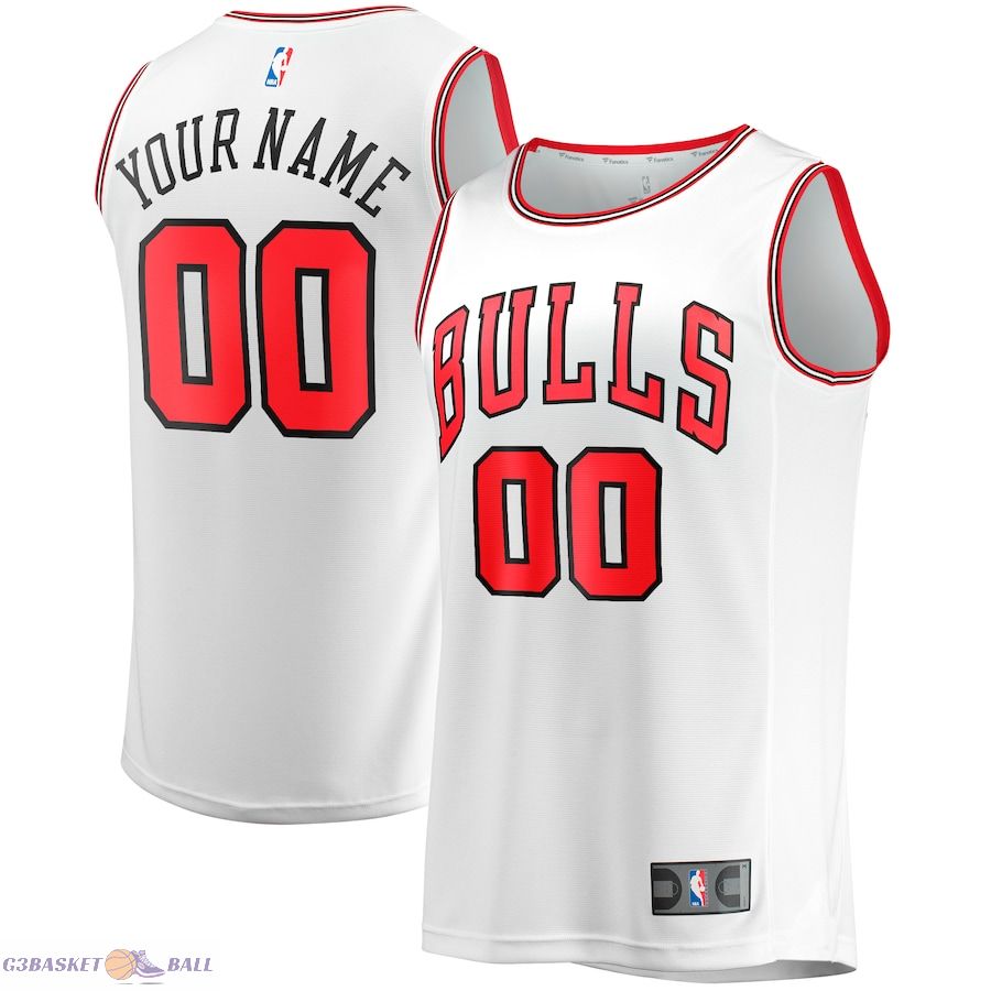 Men's Chicago Bulls Fanatics White Fast Break Custom Replica Jersey - Association Edition